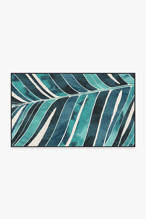 Washable Outdoor Ombra Teal Rug