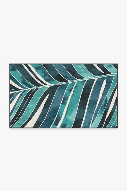 Washable Outdoor Ombra Teal Rug