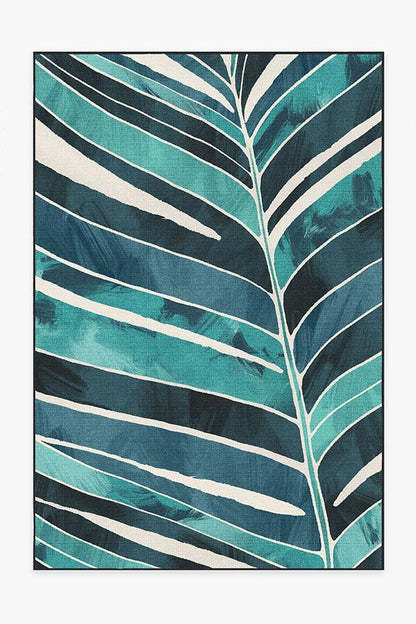 Washable Outdoor Ombra Teal Rug