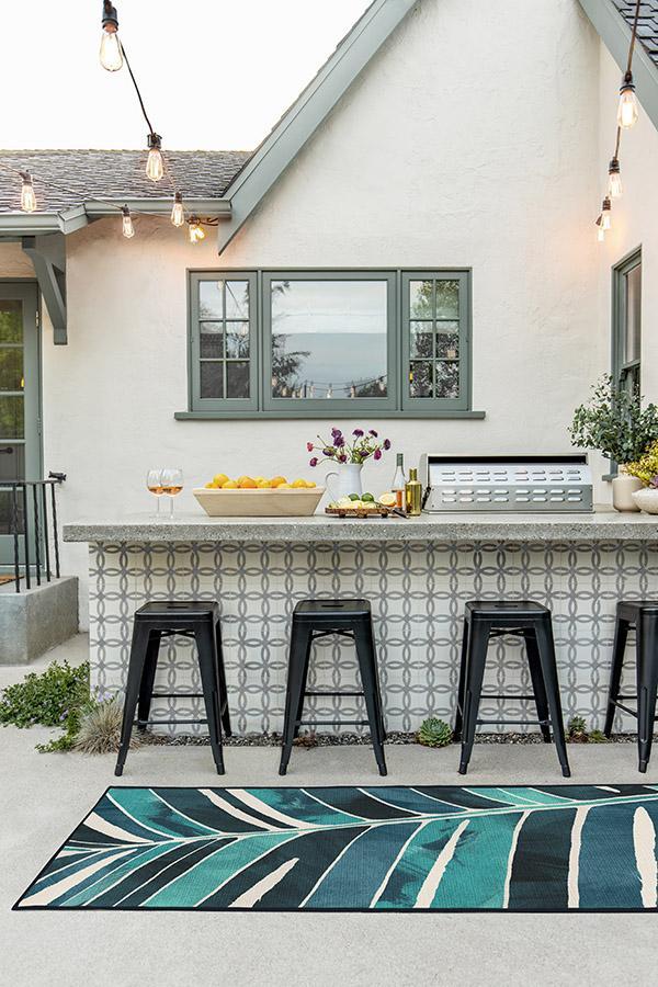 Washable Outdoor Ombra Teal Rug