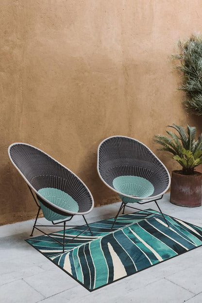Washable Outdoor Ombra Teal Rug