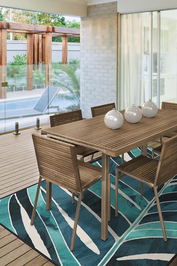 Washable Outdoor Ombra Teal Rug