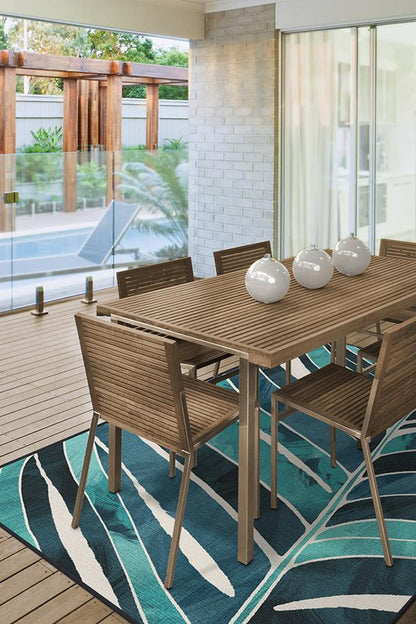 Washable Outdoor Ombra Teal Rug